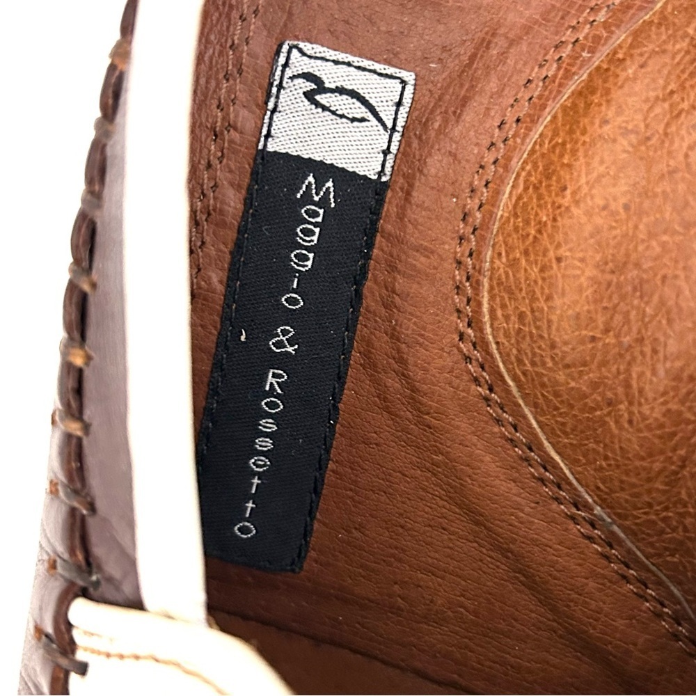 Vtg Maggio & Rossetto Mens Size 6.5 Loafers Brown Ivory Whipped Stitching Detail - Picture 6 of 11